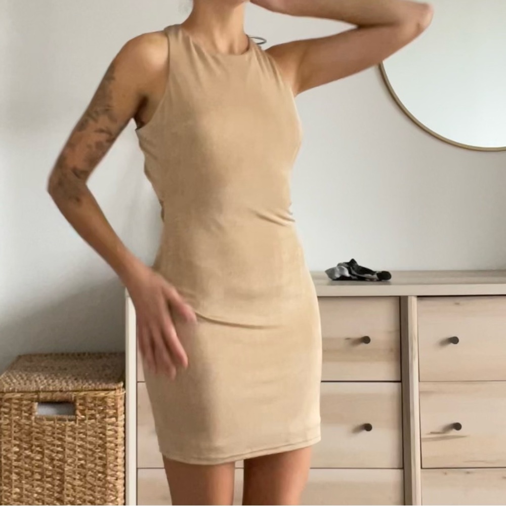Lena Open Back Gold Cocktail Dress